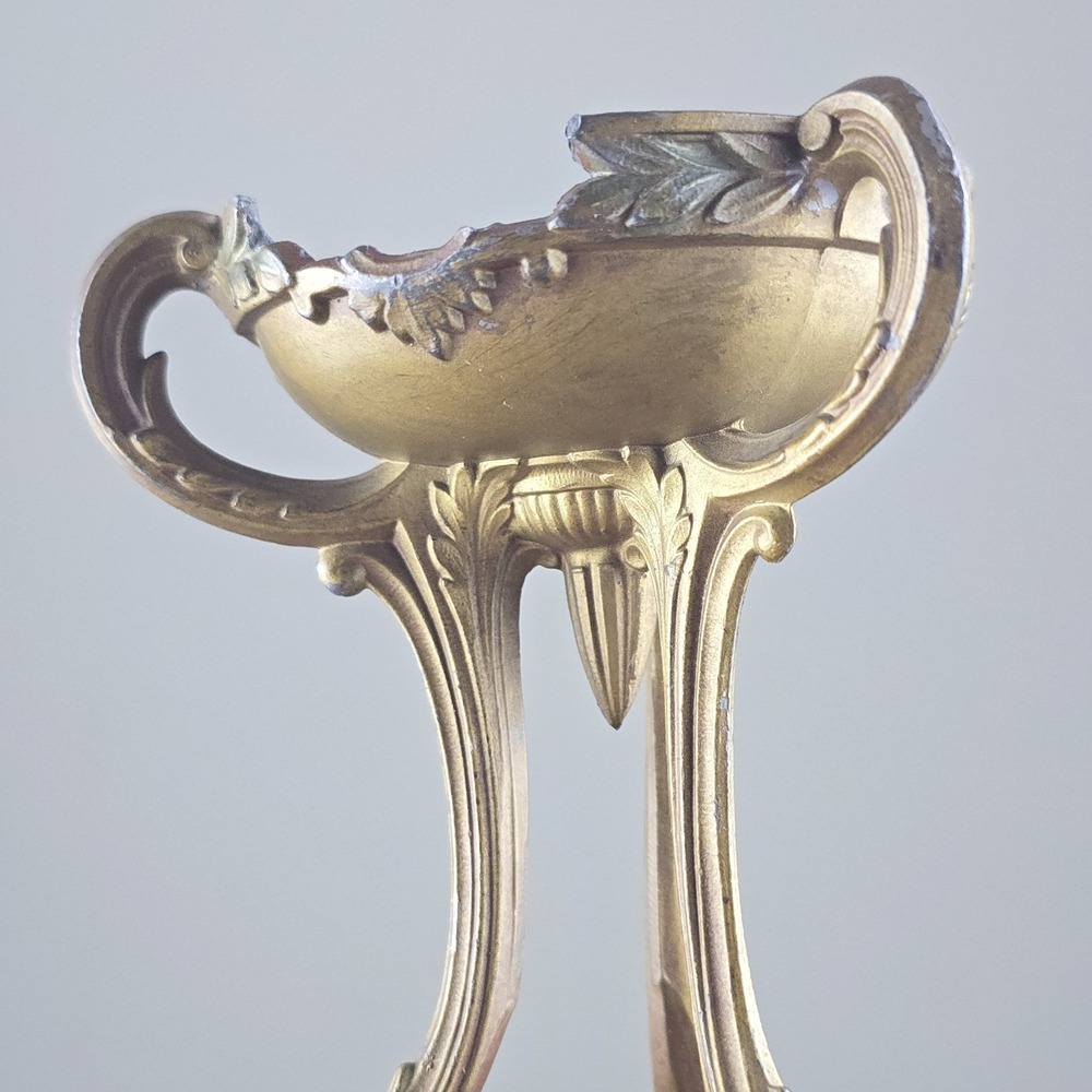 Antique Art Nouveau Spelter Incense Burner Censer Floral Tripod Bronze Finish - Picture 5 of 8
